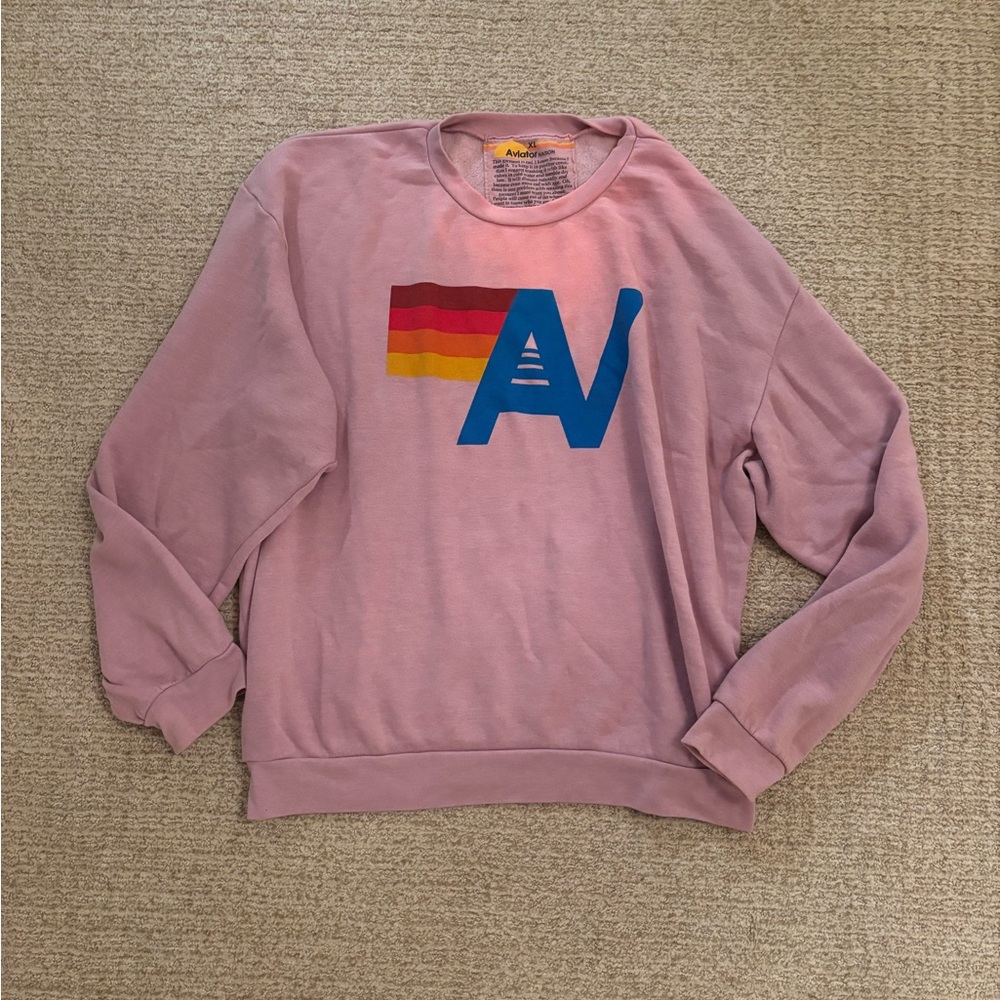 Aviator Nation Logo Relaxed Crew Sweatshirt